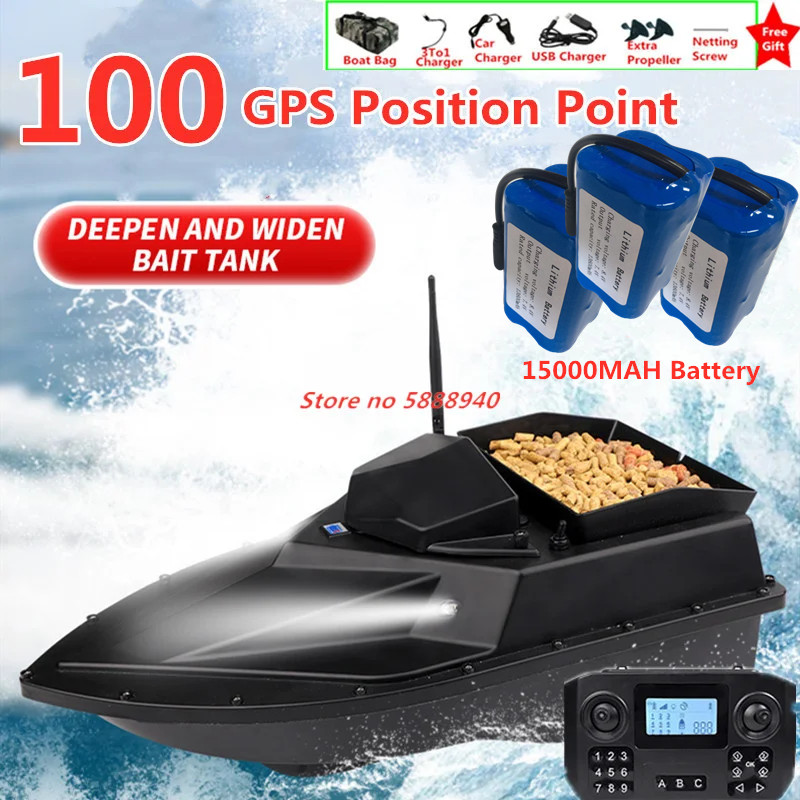 Fishing Hook Size - Aktualisiertes 100GPS-Positionierungs-RC-Angelköderboot, 500M Reichweite, 2KG Großer